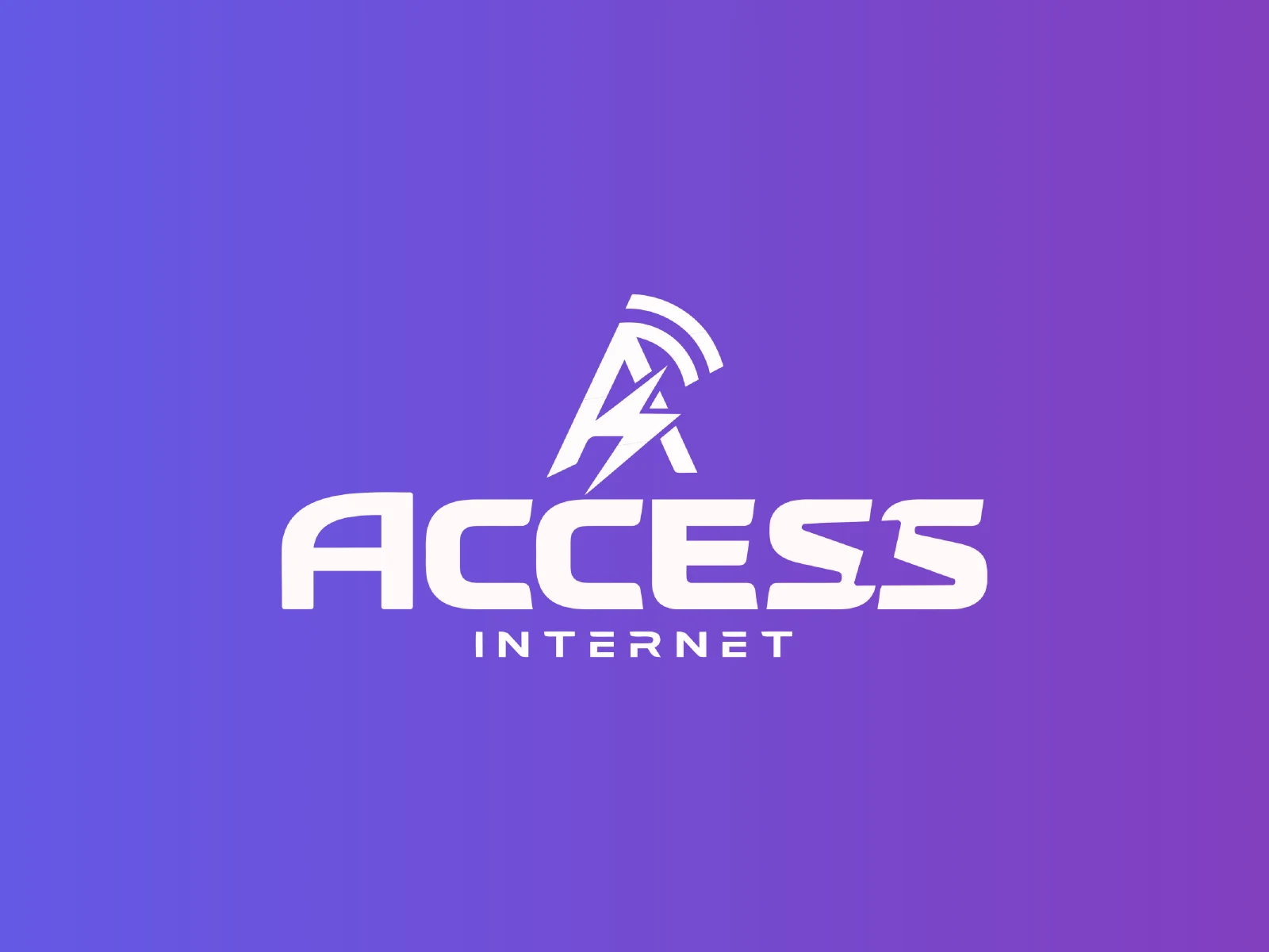 Assinatura ACCESS Internet sobre o degradê violeta da identidade visual