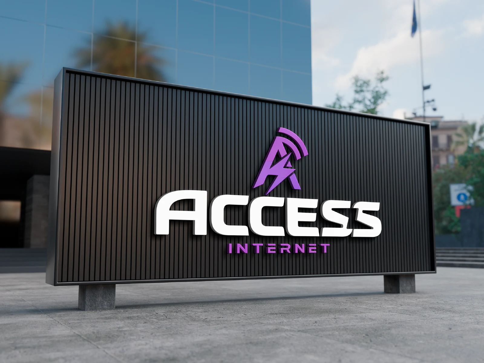 Aplicação da marca ACCESS Internet em fachada
